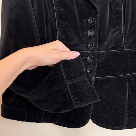 Vintage Ann Taylor Velvet Blazer Jacket Black Button Victorian Whimsigoth - Picture 4 of 7